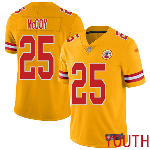 Youth Kansas City Chiefs #25 McCoy LeSean Limited Gold Inverted Legend Football Nike NFL Jersey